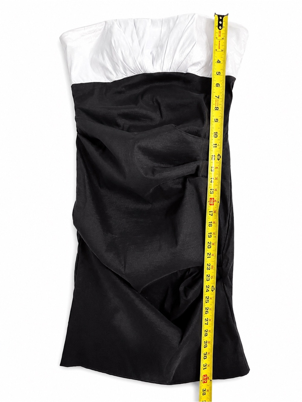 Betsy & Adam Strapless Sheath Cocktail Dress Size 14 Black White Colorblock - Picture 5 of 6